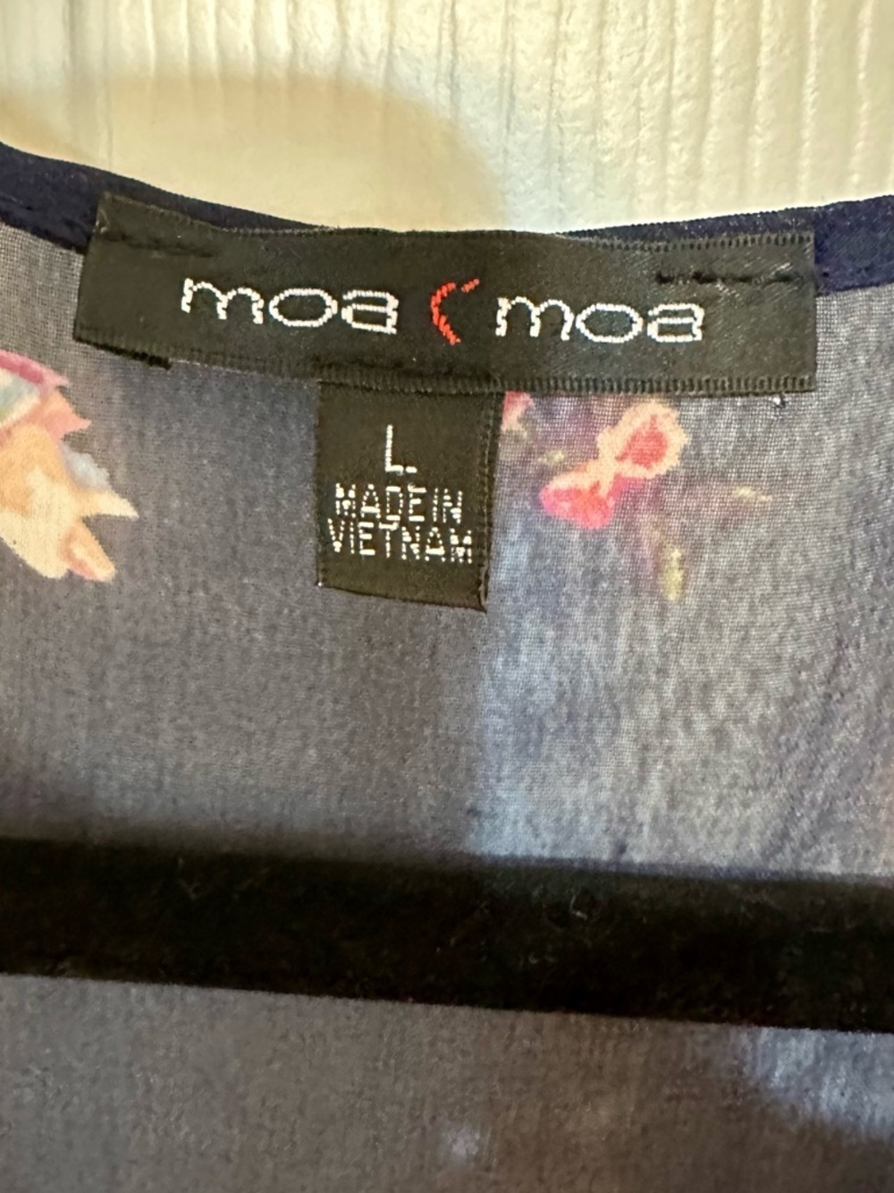 Moa Moa Floral Sheer Kimono Cover Up Boho Festival Navy Large - Picture 10 of 14
